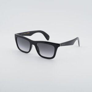 Gucci GG1933S 001 Sunglasses Shiny Black Square Frame, Smoke Gradient Lenses